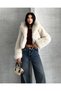 Women's Beige Front Buttoned Hooded Fur Coat