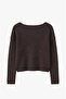 Brown Wide Collar Knitted Sweater - 2