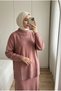 Women's Silvery Turtleneck Knitwear Tunic Long Skirt Two-Piece Set - 3