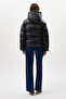 Leather Look Hooded Zippered Inflatable Women's Coat - 4