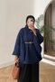 Belted Single Button Detailed Oversize Women's Winter Modest Poncho - 3