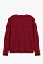 Red Fray Striped Knit Sweater - 2
