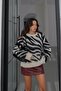Ecru Zebra Patterned Soft Sweater - 5