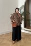 Belted Single Button Detailed Oversize Women's Winter Modest Poncho - 7