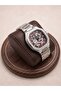 Korza Design Silver Claret Red Dial Steel Men's Wristwatch - 3