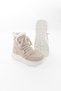 Women's Beige Fur Detailed Rope Laced Thick Sole Suede Boots - 9