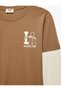 Crew Neck Layered Long Sleeve Printed Cotton T-Shirt - 3