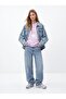 Relaxed Fit Faded Fabric Lilac T-Shirt with Print Detail
