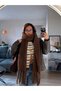 Puffy Brown Shawl Shoulder Wrap - Curled Scarf Shawl - Puffy Cherry Soft Shoulder Wrap