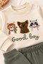 Baby Set Good Boy Cat Dog Panda Figured Sweatshirt Bottom Top Set Seasonal Unisex Boy Girl - 4