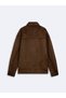 Regular Fit Suede Look Brown Jacket - 3