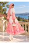 Linen Fabric Model Lace Detailed Dress (Belt Included)-Pink - 8