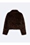 Regular Fit Leopard Patterned Fur Black Jacket - 4