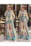 Floral Patterned Linen Hijab Double Set (Shirt & Pants) - 25042 - 2
