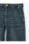 Normal Waist Comfortable Fit Cotton Carpenter Denim Trousers with Pockets - 3