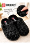 Women's Winter House Slippers Black Plush Textured Soft Comfortable Sole Closed Toe Slippers - 2