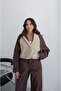 Brown Snap Closure Jacket Pants Parachute Suit - 4