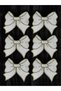 Gold Embroidered Bow Patterned Linen Cocktail Napkins Set of 6 Coffee Presentation Napkins - 2