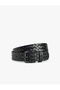 Knitted Textured Metal Buckle Faux Leather Belt