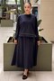 Blouse with Double Zipper Detail and Skirt Bora Set - 2