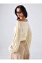 Metal Detailed Boat Neck Draped Long Sleeve Crop Blouse - 2