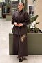 Floral Pearl Beaded Embroidered Waist Drawstring Cap Pants Set - 2