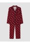 Red Shirt Collar Patterned Women's Pajama Set