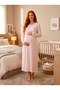 New Season Pink Breastfeeding-Friendly Full-Length 100% Cotton Winter Long Sleeve Special Design Maternity Pajamas Nightgown Set - 5