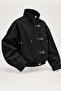 Women's Fiber Japanese Jacket Zr Metal Decorated Oversize Coat Jacket