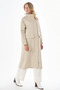 High Collar Trench Coat with Pocket Stone Detail - 6