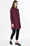 Shirt Collar Viscose Tunic Claret Red - 5