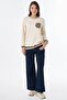 Motif Detailed Sweatshirt Cream - 2