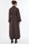 Quilted Pattern Overcoat Brown - 5