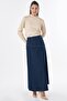 Evaze Cut Denim Skirt Navy Blue - 3