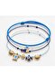 4 Pieces of Sea Breeze Enameled Turtle Fish Evil Eye Blue Navy Blue Turquoise Rope Anklet Set - 2