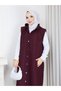 Quilted Screen Mesh with Front Buttons and Chain Detail, Hooded Side Pocket Screen Mesh 3402 - 2