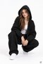 Black Girl's Basic Hooded 3 Thread Threaded Wide Leg Sweatpants Set 24909 - 3