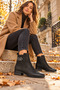 Women's Genuine Leather Black Elegant Daily Boots Vs002 - 2