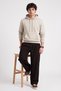 Beige Standard Fit Basic Men's Sweatshirt - 88513