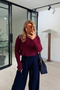 Crew Neck Long Sleeve Basic Plum Tshirt