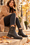 Women's Genuine Leather Black Casual Boots Vs003 - 2