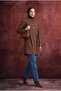 Shirt Collar Eyelet Detailed Belted Tunic 91 cm Length Camel 26Kt431 - 3