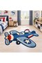 Eta Airplane Patterned Woven Base Decorative Children's and Playroom Carpet -Eta4315