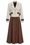 Buckle Detailed Jacket and Skirt Set 15312 Brown - 2