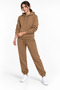 3 Thread Women's Brown Tracksuit Set with Fleece Inside and Hooded Kangaroo Pocket - 5