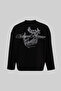 Men's Raven Embroidered Oversize Long Sleeve T-Shirt Black