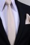 Hand Made 6 cm Textured Pattern Beige Color Handkerchief Tie - 3