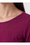 Two Mt Shop Quality Burgundy Plain Narrow & Slim Long Sleeve Women's T-Shirt - 3