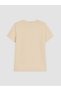 Two Mt Shop Quality Lcw Vision Beige Combed Cotton Printed Narrow & Slim Short Sleeve Women's T-Shirt - 6