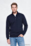 Cotton Regular Fit Zippered Stand Collar Sweatshirt with Logo Detail - 3
